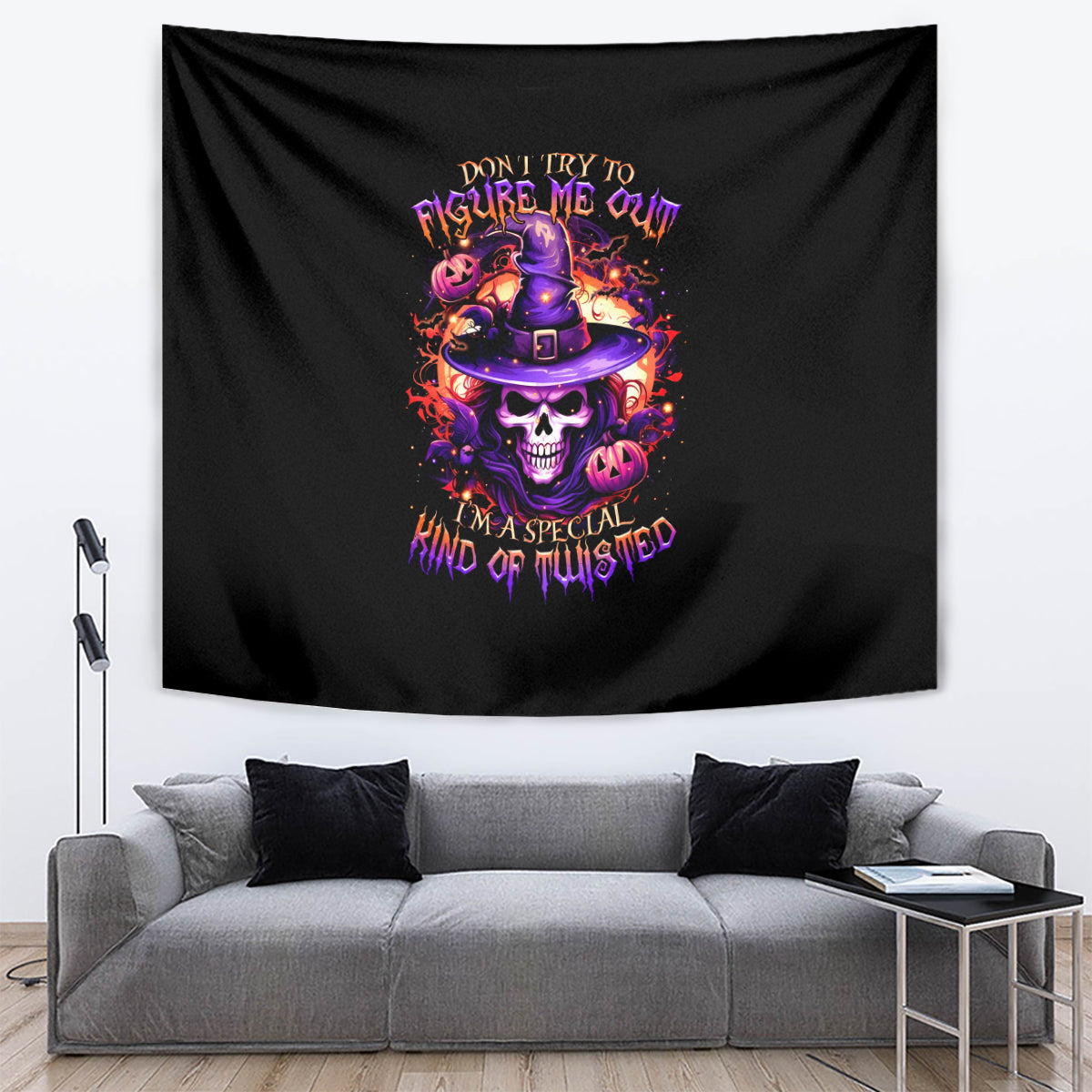 Witch Skull Tapestry Don't Try To Figure Me Out - Wonder Print Shop