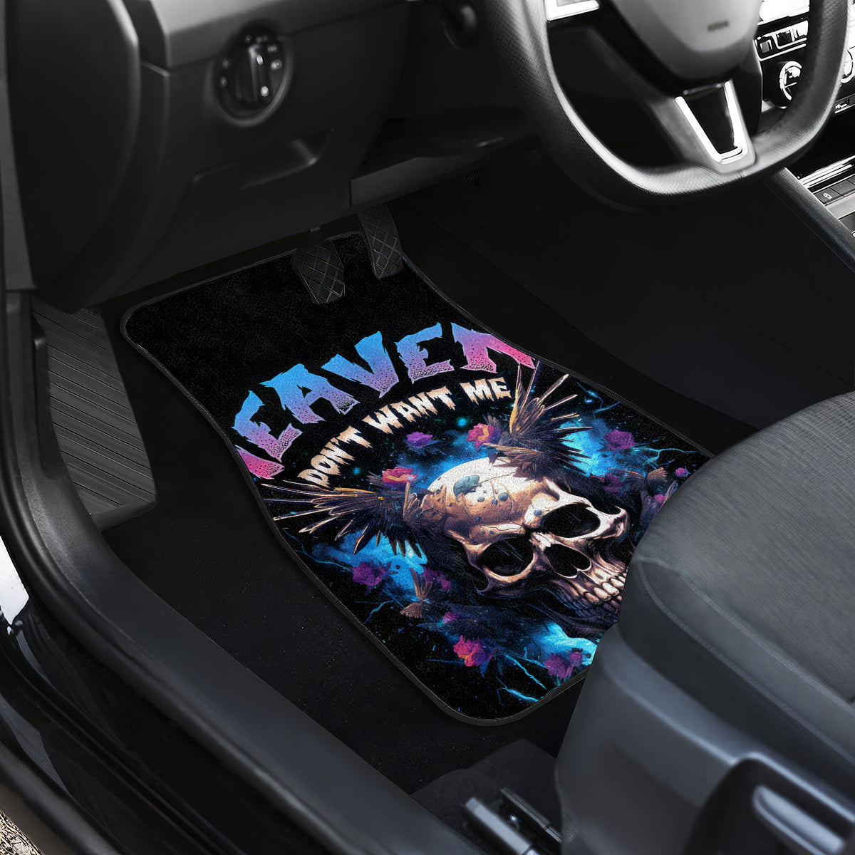 Wings Skull Car Mats Heaven Don't Want Me Hell Afraid I Take Over - Wonder Print Shop