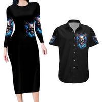 Wings Skull Couples Matching Long Sleeve Bodycon Dress and Hawaiian Shirt Heaven Don't Want Me Hell Afraid I Take Over - Wonder Print Shop