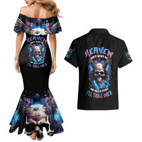 Wings Skull Couples Matching Mermaid Dress and Hawaiian Shirt Heaven Don't Want Me Hell Afraid I Take Over - Wonder Print Shop