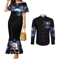 Wings Skull Couples Matching Mermaid Dress and Long Sleeve Button Shirt Heaven Don't Want Me Hell Afraid I Take Over DT01