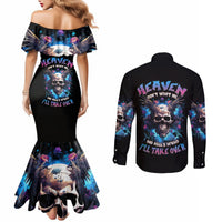 Wings Skull Couples Matching Mermaid Dress and Long Sleeve Button Shirt Heaven Don't Want Me Hell Afraid I Take Over DT01