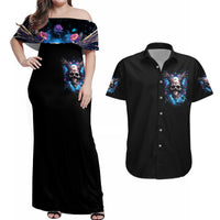 Wings Skull Couples Matching Off Shoulder Maxi Dress and Hawaiian Shirt Heaven Don't Want Me Hell Afraid I Take Over - Wonder Print Shop