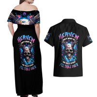 Wings Skull Couples Matching Off Shoulder Maxi Dress and Hawaiian Shirt Heaven Don't Want Me Hell Afraid I Take Over - Wonder Print Shop