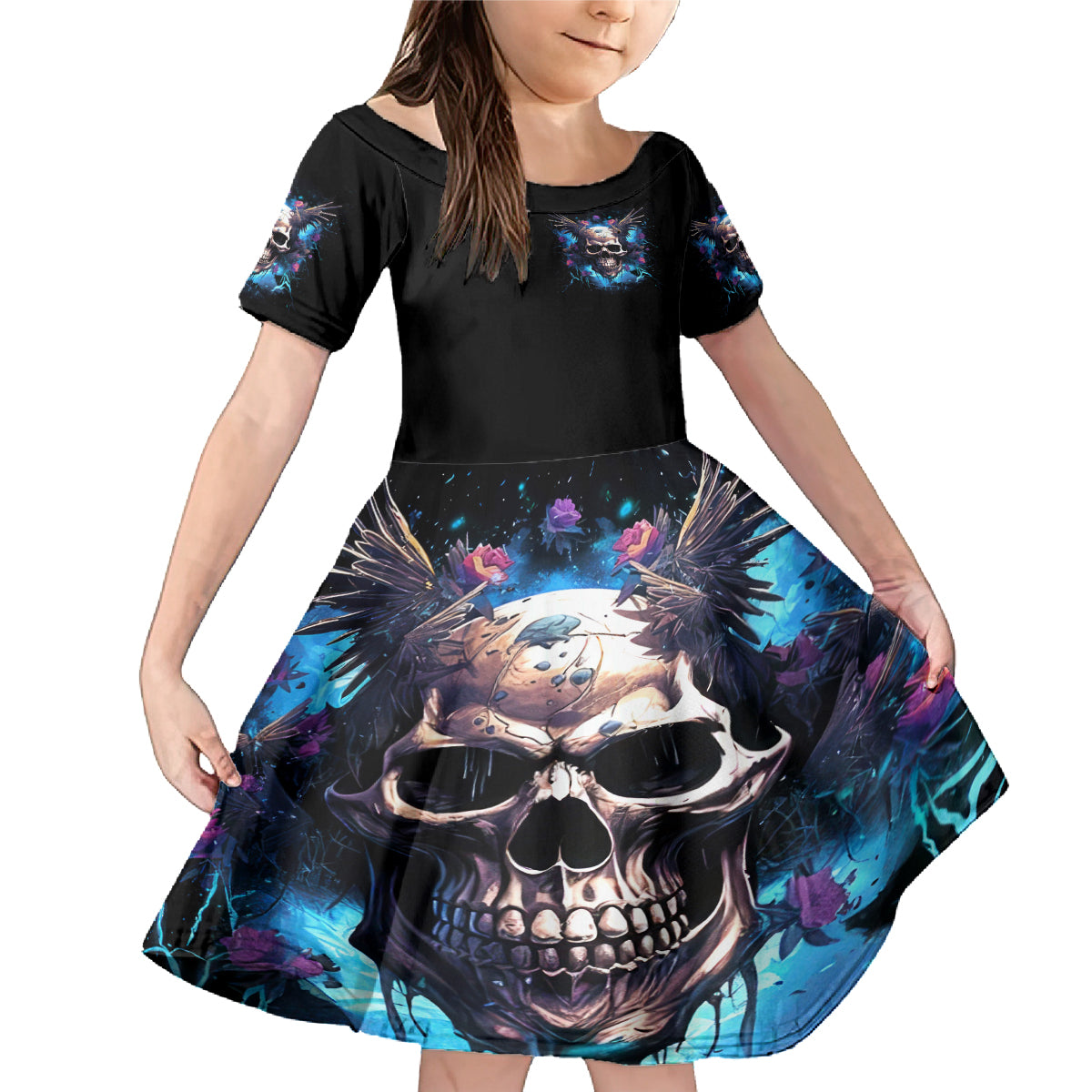 Wings Skull Family Matching Mermaid Dress and Hawaiian Shirt Heaven Don't Want Me Hell Afraid I Take Over - Wonder Print Shop