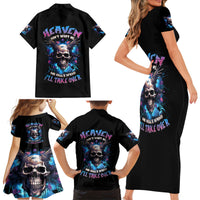Wings Skull Family Matching Short Sleeve Bodycon Dress and Hawaiian Shirt Heaven Don't Want Me Hell Afraid I Take Over - Wonder Print Shop