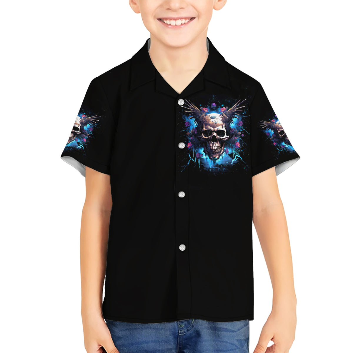 Wings Skull Kid Hawaiian Shirt Heaven Don't Want Me Hell Afraid I Take Over - Wonder Print Shop