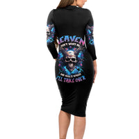 Wings Skull Long Sleeve Bodycon Dress Heaven Don't Want Me Hell Afraid I Take Over - Wonder Print Shop