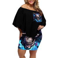 Wings Skull Off Shoulder Short Dress Heaven Don't Want Me Hell Afraid I Take Over - Wonder Print Shop