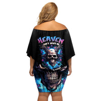Wings Skull Off Shoulder Short Dress Heaven Don't Want Me Hell Afraid I Take Over - Wonder Print Shop