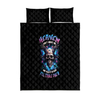 Wings Skull Quilt Bed Set Heaven Don't Want Me Hell Afraid I Take Over - Wonder Print Shop