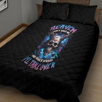 Wings Skull Quilt Bed Set Heaven Don't Want Me Hell Afraid I Take Over - Wonder Print Shop