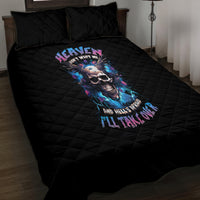 Wings Skull Quilt Bed Set Heaven Don't Want Me Hell Afraid I Take Over - Wonder Print Shop