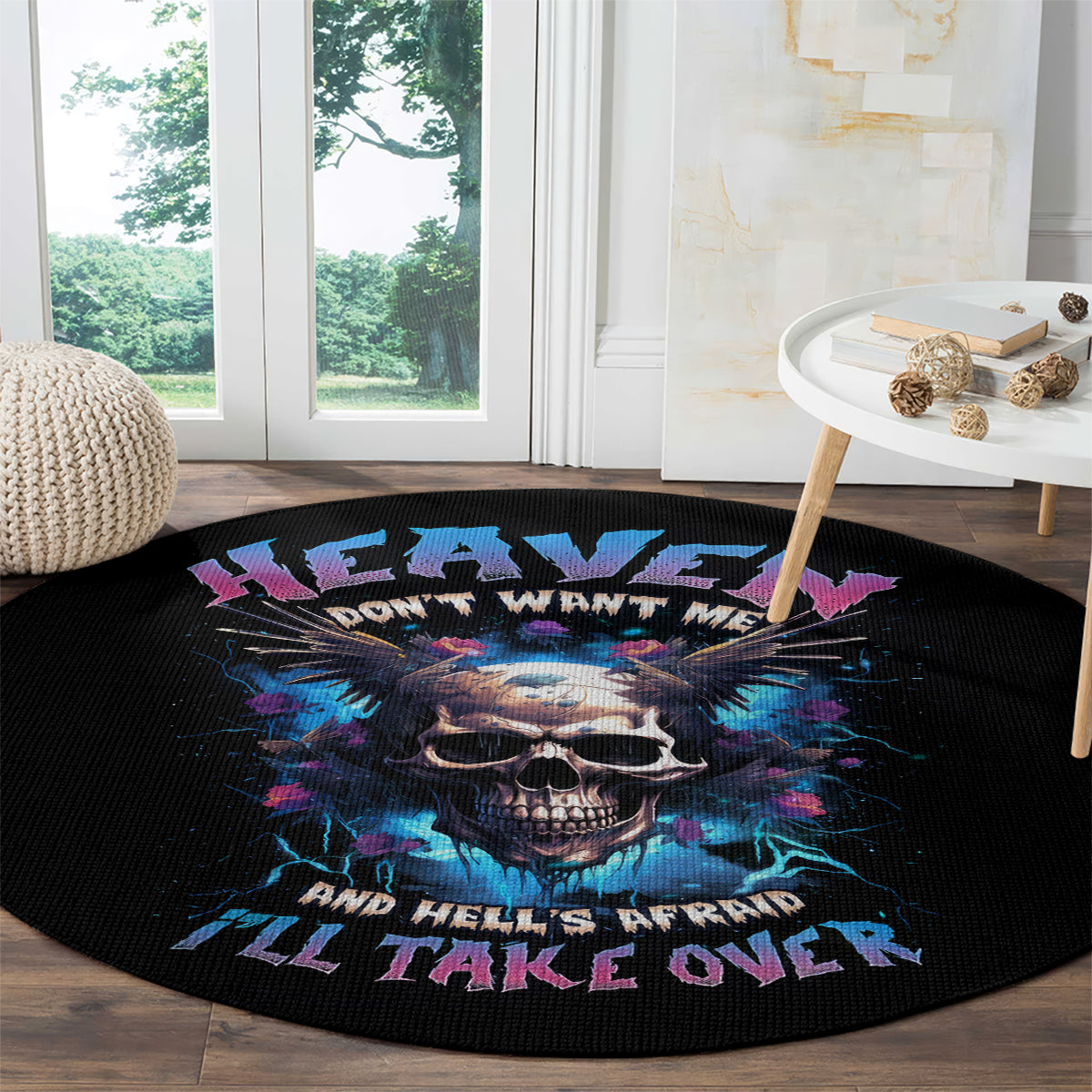 wings-skull-round-carpet-heaven-dont-want-me-hell-afraid-i-take-over