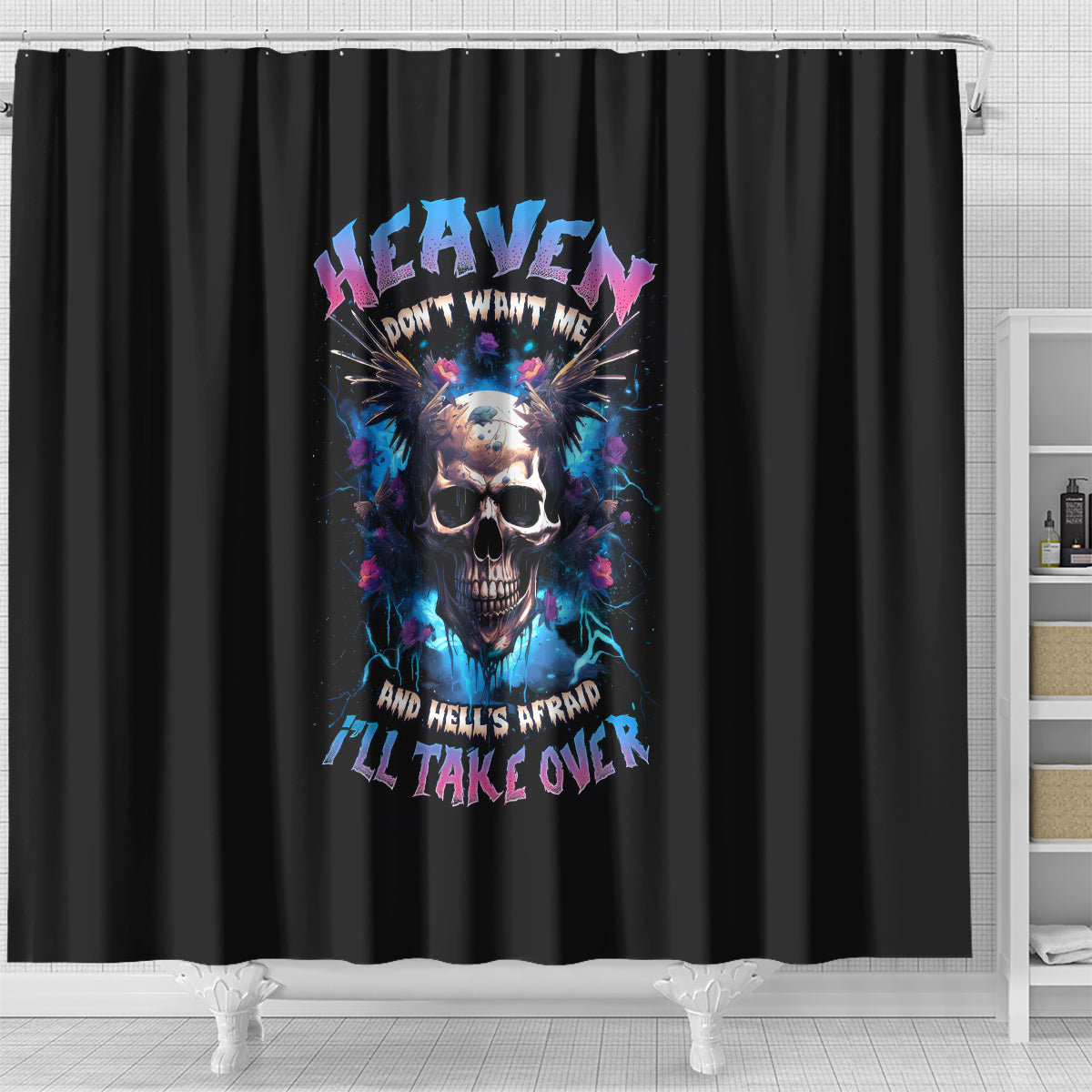 wings-skull-shower-curtain-heaven-dont-want-me-hell-afraid-i-take-over