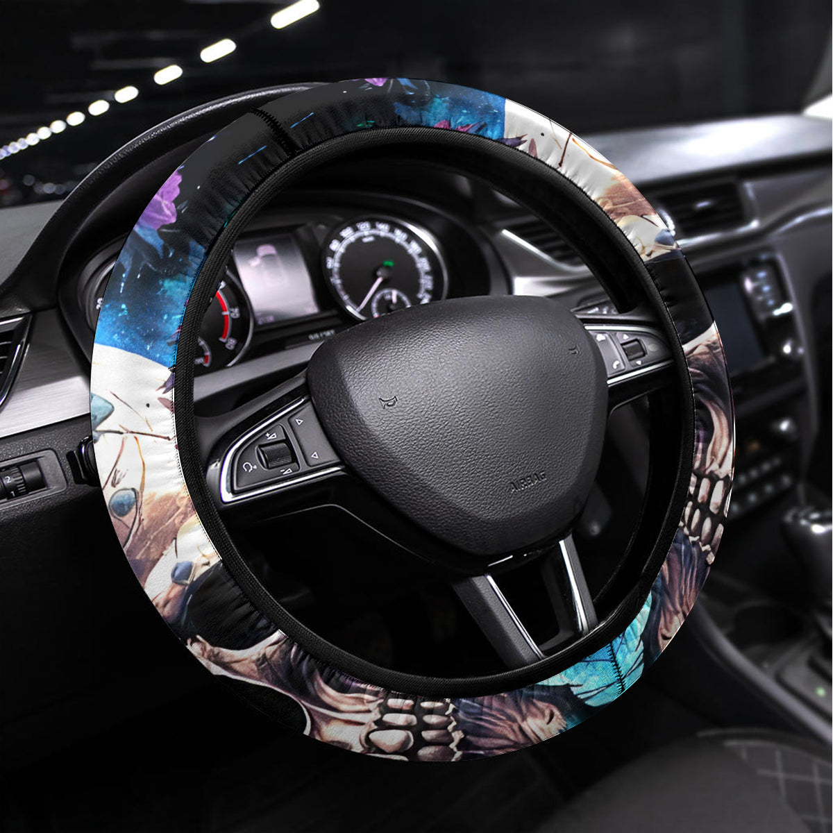 Wings Skull Steering Wheel Cover Heaven Don't Want Me Hell Afraid I Take Over - Wonder Print Shop