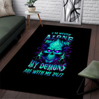 Flame Skull Area Rug I'm Never Alone My Demons With Me 24/7 - Wonder Print Shop
