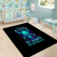 Flame Skull Area Rug I'm Never Alone My Demons With Me 24/7 - Wonder Print Shop