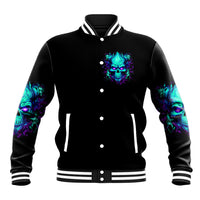 Flame Skull Baseball Jacket I'm Never Alone My Demons With Me 24/7 - Wonder Print Shop