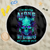 Flame Skull Beach Blanket I'm Never Alone My Demons With Me 24/7 - Wonder Print Shop