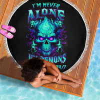 Flame Skull Beach Blanket I'm Never Alone My Demons With Me 24/7 - Wonder Print Shop