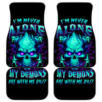 Flame Skull Car Mats I'm Never Alone My Demons With Me 24/7 - Wonder Print Shop
