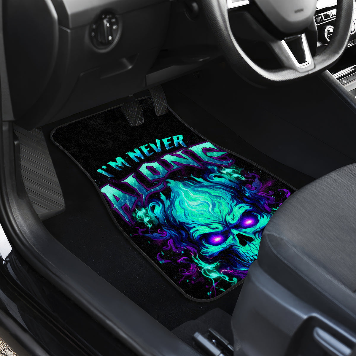 Flame Skull Car Mats I'm Never Alone My Demons With Me 24/7 - Wonder Print Shop