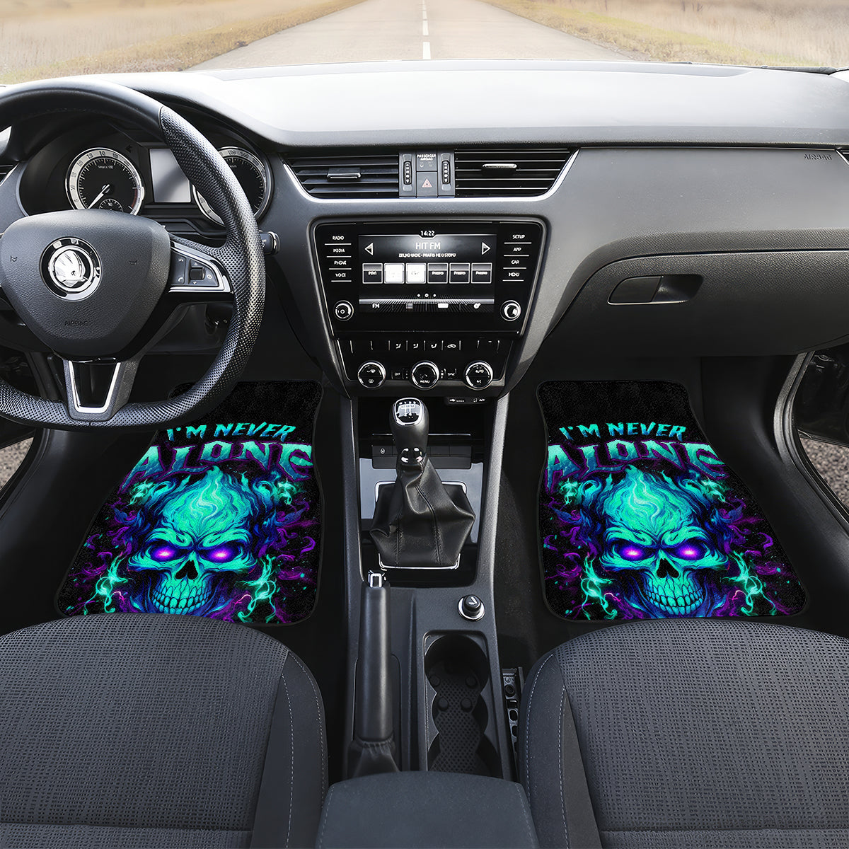 Flame Skull Car Mats I'm Never Alone My Demons With Me 24/7 - Wonder Print Shop