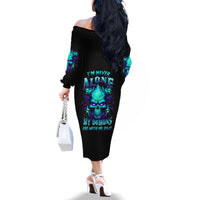 Flame Skull Family Matching Off Shoulder Long Sleeve Dress and Hawaiian Shirt I'm Never Alone My Demons With Me 24/7 - Wonder Print Shop