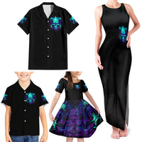 Flame Skull Family Matching Tank Maxi Dress and Hawaiian Shirt I'm Never Alone My Demons With Me 24/7 - Wonder Print Shop