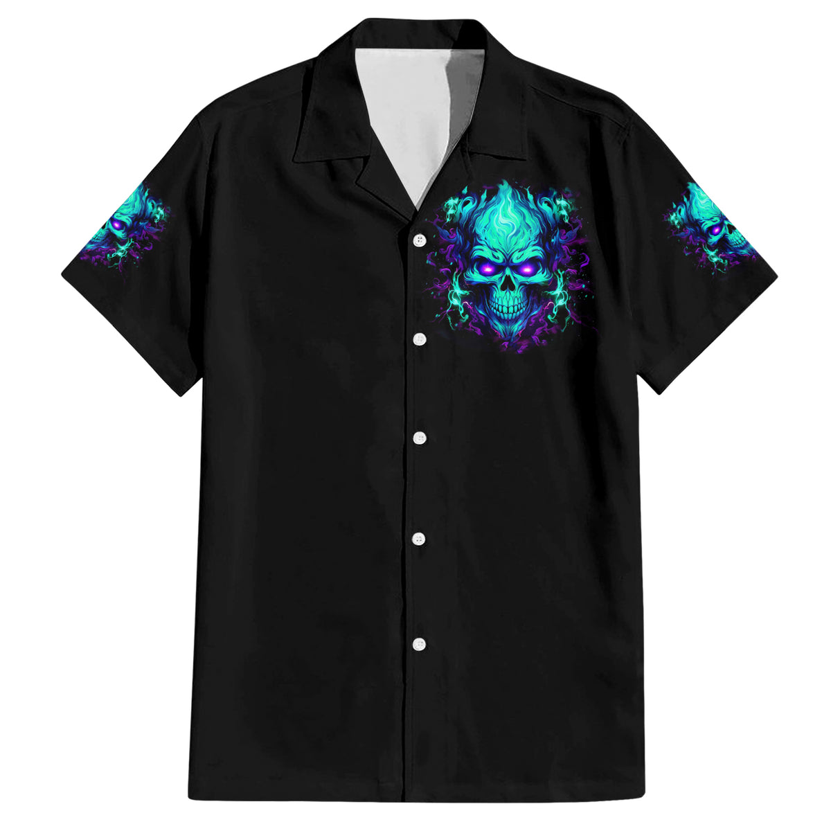 Flame Skull Hawaiian Shirt I'm Never Alone My Demons With Me 24/7 - Wonder Print Shop