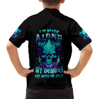 Flame Skull Hawaiian Shirt I'm Never Alone My Demons With Me 24/7 - Wonder Print Shop