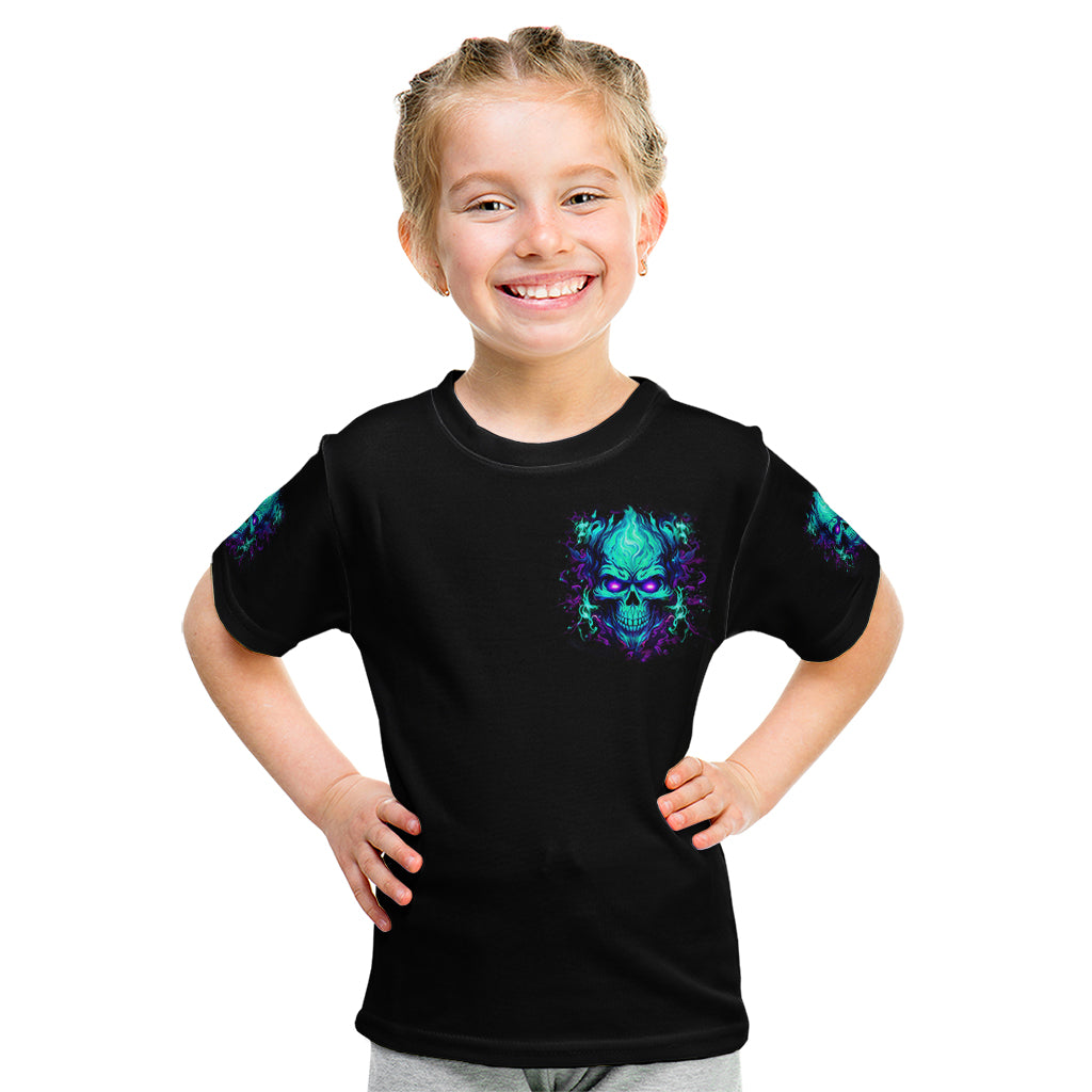 Flame Skull Kid T Shirt I'm Never Alone My Demons With Me 24/7 - Wonder Print Shop