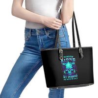 Flame Skull Leather Tote Bag I'm Never Alone My Demons With Me 24/7 - Wonder Print Shop