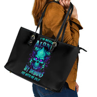 Flame Skull Leather Tote Bag I'm Never Alone My Demons With Me 24/7 - Wonder Print Shop