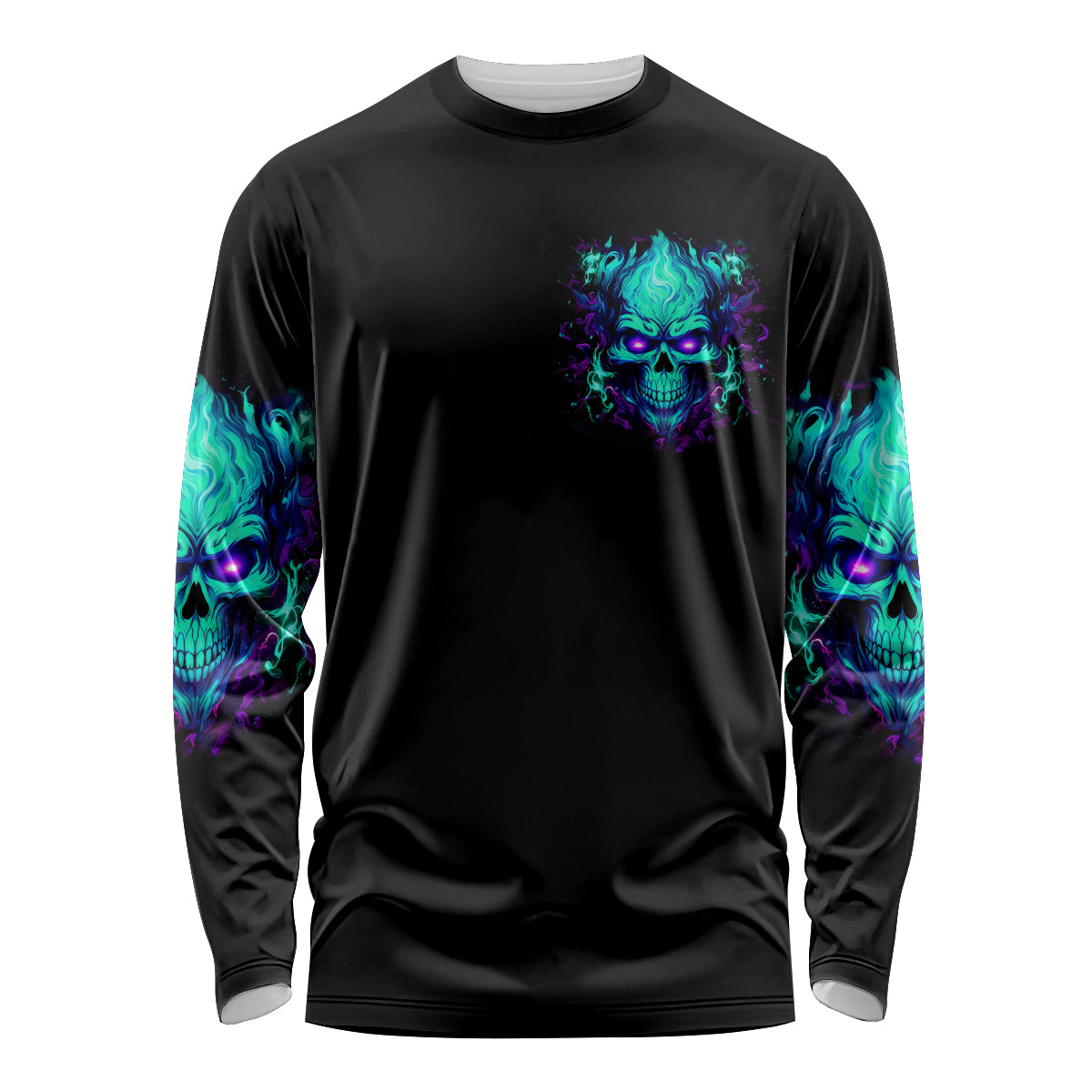 Flame Skull Long Sleeve Shirt I'm Never Alone My Demons With Me 24/7 - Wonder Print Shop