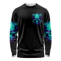 Flame Skull Long Sleeve Shirt I'm Never Alone My Demons With Me 24/7 - Wonder Print Shop