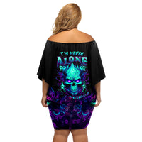 Flame Skull Off Shoulder Short Dress I'm Never Alone My Demons With Me 24/7 - Wonder Print Shop