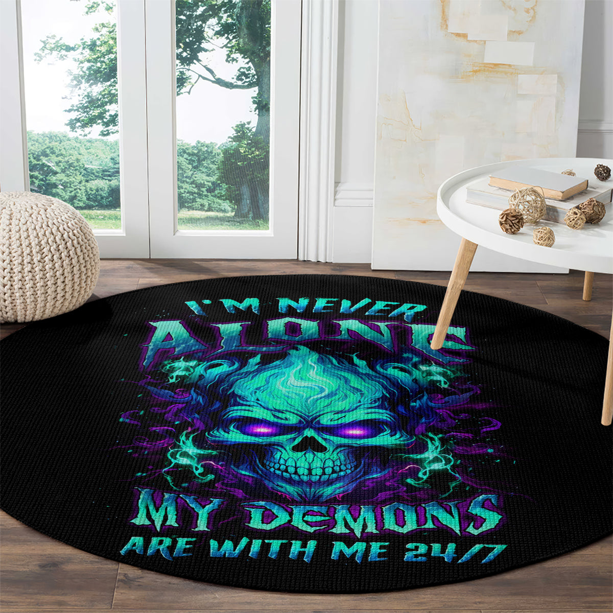 flame-skull-round-carpet-im-never-alone-my-demons-with-me-247
