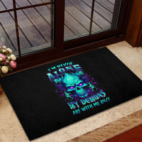 Flame Skull Rubber Doormat I'm Never Alone My Demons With Me 24/7 - Wonder Print Shop