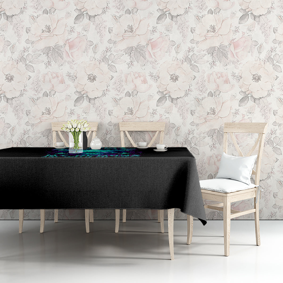 Flame Skull Tablecloth I'm Never Alone My Demons With Me 24/7 - Wonder Print Shop