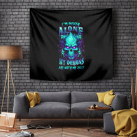 Flame Skull Tapestry I'm Never Alone My Demons With Me 24/7 - Wonder Print Shop