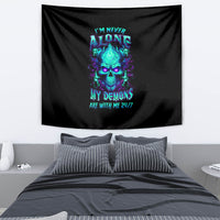 Flame Skull Tapestry I'm Never Alone My Demons With Me 24/7 - Wonder Print Shop