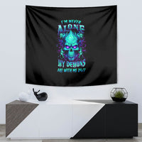 Flame Skull Tapestry I'm Never Alone My Demons With Me 24/7 - Wonder Print Shop