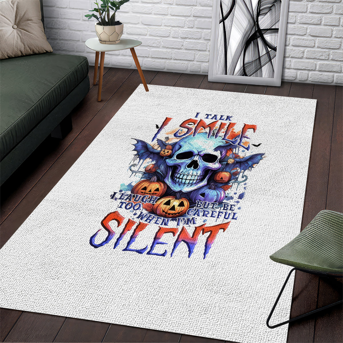 Bat Skull Area Rug I Talk I Smile But Be Carefull When I Silent - Wonder Print Shop
