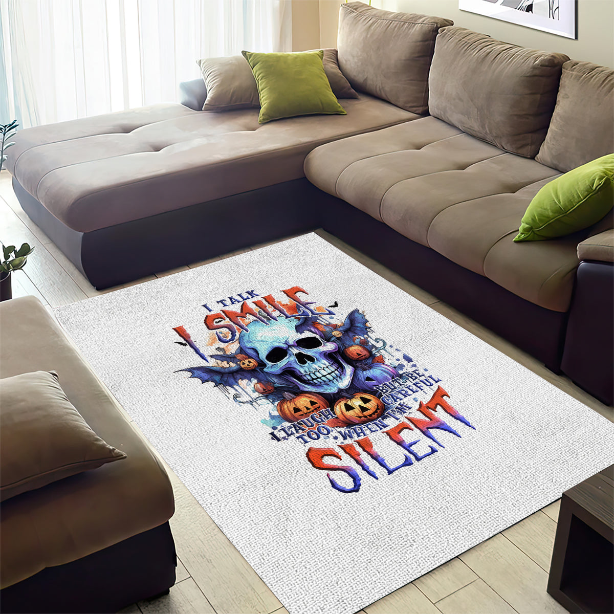 Bat Skull Area Rug I Talk I Smile But Be Carefull When I Silent - Wonder Print Shop