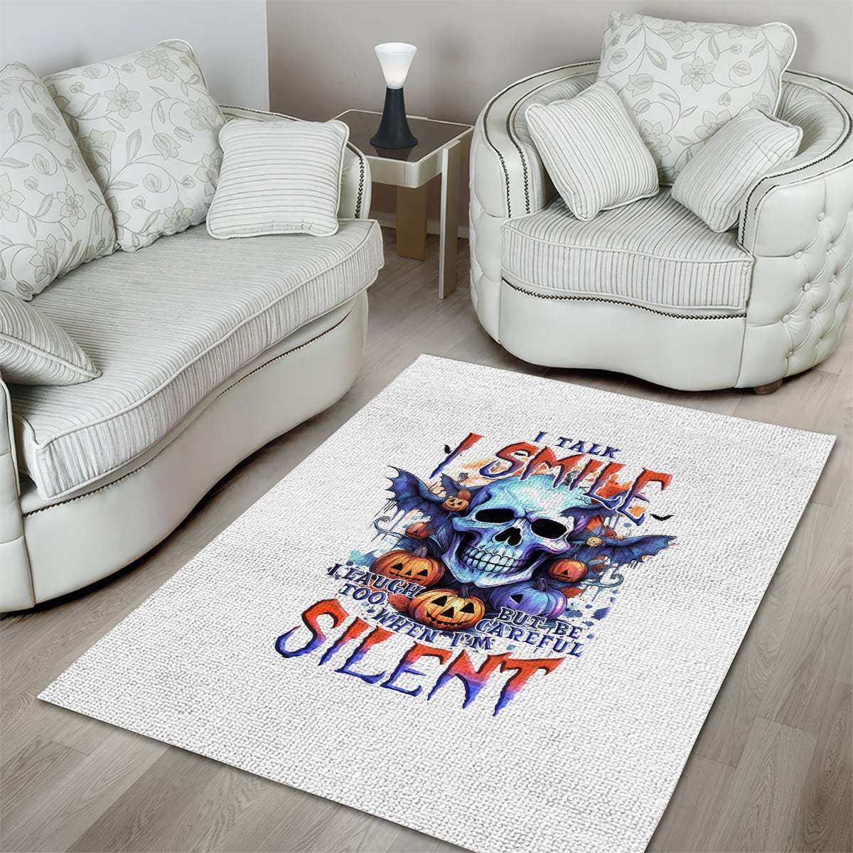 Bat Skull Area Rug I Talk I Smile But Be Carefull When I Silent - Wonder Print Shop