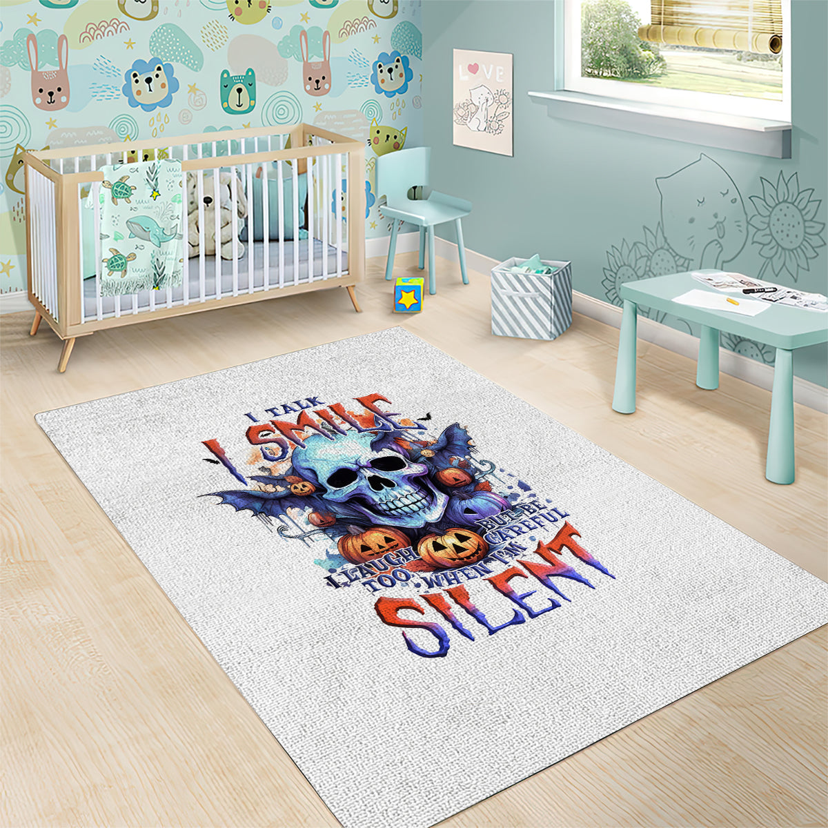 Bat Skull Area Rug I Talk I Smile But Be Carefull When I Silent - Wonder Print Shop