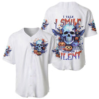 Bat Skull Baseball Jersey I Talk I Smile But Be Carefull When I Silent - Wonder Print Shop