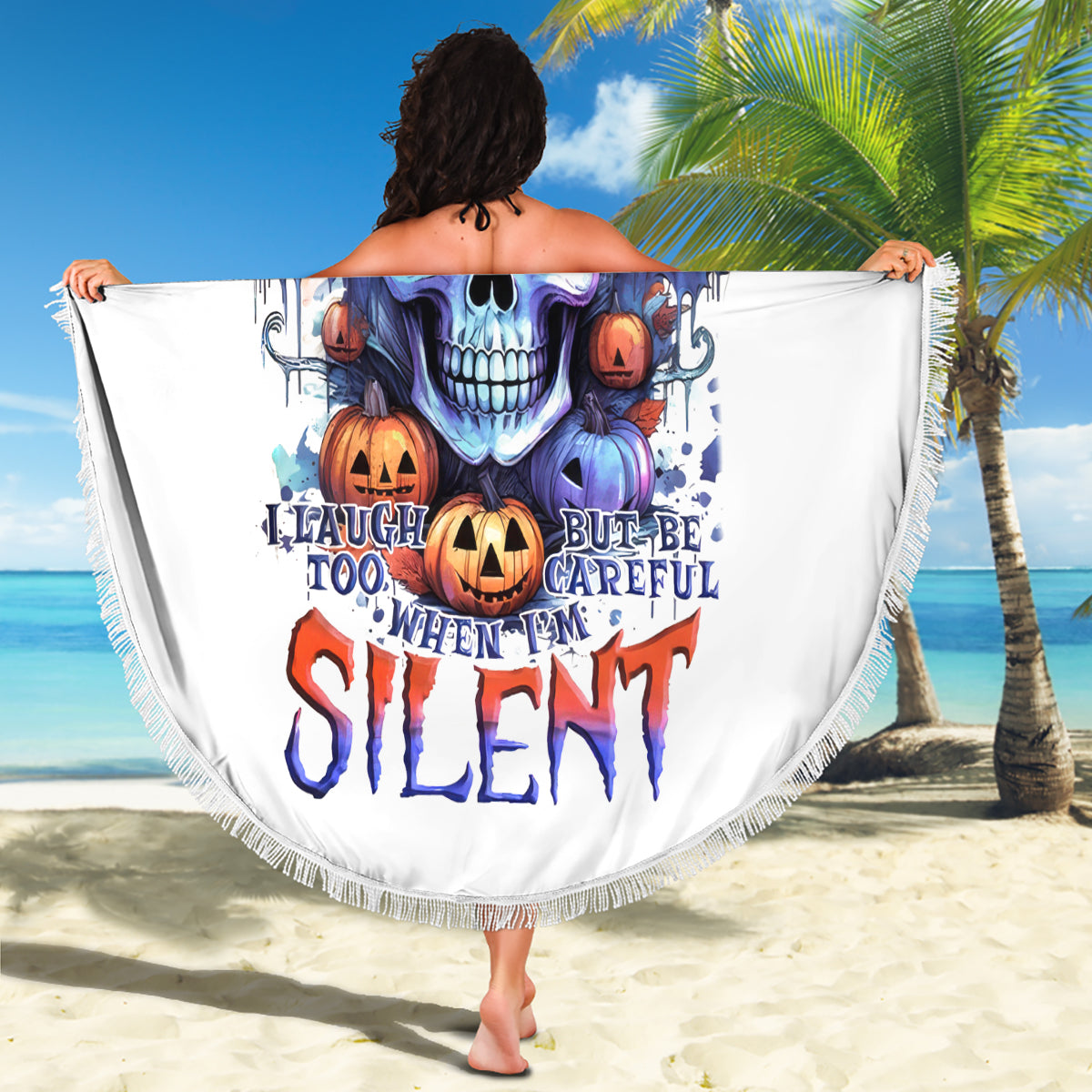 Bat Skull Beach Blanket I Talk I Smile But Be Carefull When I Silent - Wonder Print Shop